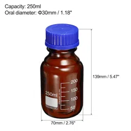FZN Borosilicate Glass Amber Reagent Bottle 250ml Screw Cap | Pack Of 1 | Reagent Bottle For Lab | image 2