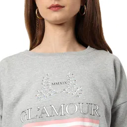 campus sutra Women Printed Sweatshirt Regular Fit for Casual Wear | Full Sleeves | Cotton | Latest Stylish Sweatshirt Crafted with Comfort Fit and High Performance for Everyday Wear image 4
