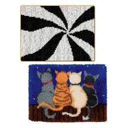 LOOM TREE 2Pcs Embroidery Carpet Latch Hook kit Crochet Rug Making DIY Cushion Mat | Latch Hooking Kits image 4