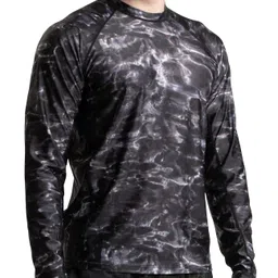 aqua design Rash Guard Men: UPF 50+ Long Sleeve Rashguard Swim Shirts for Men: Black Water: Size 3XL image 1