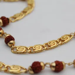 Dharmsaar Natural Rudraksha Beads Gold Plated Chain For Neck,Rudraksha Chain For Women Original,Designer Gold Chain,Reduce Negative Impact,Golden Rudraksha Chain For Men image 2