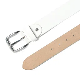 fantastix White Leather Belt for Men 40mm - Adjustable Casual Formal Belt with Stainless Steel Buckle image 3
