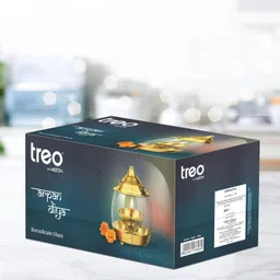 Treo by Milton Arpan Decorative Brass Diya for Puja with Curved Glass Cover Home Decoration Oil Akhand Diyas, Mandir Jyoti Wick Holder Stand, Traditional Gold Lid Lamps image 5