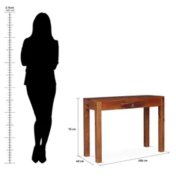 generic Tannu Craft Solid Wood Study Table sheesham Wood Reading Writing Computer Work Station Desk Drawers Storage for Home Office Students (Brown Walnut Mate Finish)(1 Drawer Study Table) image 2