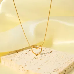 salve Stainless Steel Gold Heart Pendant Necklace for Women with Chain | Anti Tarnish Jewellery Neck Chain for Girls Loocket | Aesthetic Necklace for Girls, Valentine's Gift for Girlfriend image 5