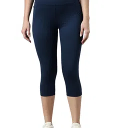 go colors Women's' Solid High Rise Skinny Fit Training Capri image 1