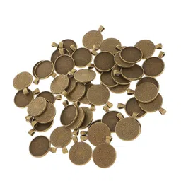 myaddiction 50 pcs Blank Round Bezel Tray Base 25mm Cabochon Necklace Pendants Bronze image 3