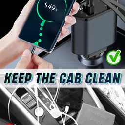 e-smarter Retractable Car Charger, 100W 4 in 1 Fast Charging Car Adapter, 31.5 Inch Retractable Cables with 2 USB Ports, Universal Car Phone Charger for Tablets and Smartphones, Silver image 5