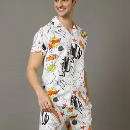 chandr fashion Co Ord Set for Men | Pyjama Set for Men | Beach Wear Summer Wear Short Pajama Set || Sleepwear Loungewear Shirt & Shorts Combo image 2