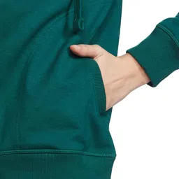 amazon brand - symbol Women's Cotton Blend Solid Regular Fit Long Sleeve Hooded Terry Sweatshirt Forest Green, Large image 4