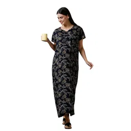 momtobe Women's Cotton Maxi Maternity Nighty/Feeding Nighty/Pregnancy Night Gown/A-Line Nursing Nighty with Zippers for Nursing Pre and Post Pregnancy image 1
