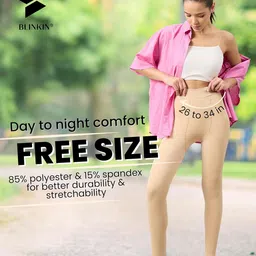 blinkin Soft Touch Thermal Skinny Tights For Women - Ultimate Warm Fleece Leggings For Women, Thermal Winter Tights, Free Size (26Inch Waist To 34Inch) image 5