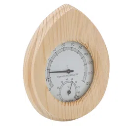 pilipane Thermo Hygrometer,Wooden Sauna Thermograph, Drop-Shaped 2-in-1 Wood Thermo-Thermograph, Used in Sauna Room, Bathroom, Sweat Stream Room etc, Wooden Sauna Thermograph, Thermo Hygrometer, Drop-ind image 2