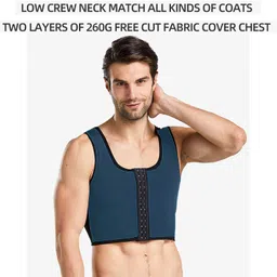 sebasty Men Shapewear Control Gynecomastia Body Shaper Vest Tops Sexy Men Posture Corrector Compression Shirt Chest Trainer Corset,Black-Large image 4