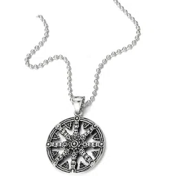 coolsteelandbeyond Mens Large Steel Dharma Chakra Pendant Dharma Wheel of Law Symbol Necklace with 30 in Chain image 2