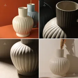 Earthly India Modern White Ceramic Tranquil Vase (11 Inch) for Home Decoration & Living Room | Stylish Centre Table Flower Pots Show Pieces for Bedroom, Dining Table | Decorative Gift-Pack of 1 image 3