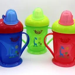 Mommas baby Silicone Rubber Classic Soft Sipper Spout Cup, (Red,Blue,Green) 200 ML 1 Piece (Red) image 2