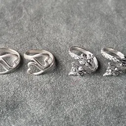 kp jewels Women & Girls Metal Fancy Glossy finish Toe Ring Adjustable Bichiya/Leg Finger Ring-Combo-2 (A_C_P_110734_Silver) image 3