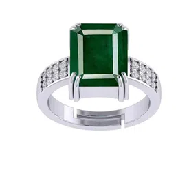 apsloose 13.25 Ratti 12.00 Carat Certified Natural Emerald Panna Panchdhatu Adjustable Rashi Ratan Silver Plating Ring for Astrological Purpose Men & Women image 3