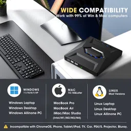 ROOFULL External CD DVD Drive with USB 3.0 Type-C Ports + SD Card Slot + Carrying Case for Laptop PC, CD DVD +/-RW Reader Writer Burner Player ROM Optical Disk Drive for Windows, Mac, Linux Computers image 5