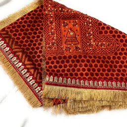 fashion & heritage - delivering ethnicity Women's Uttarakhand Hand Embroidery Pichodi Stall Odhni |Kumaoni Bridal Glory Pichora Gold Jhalar Border with Guliband image 4