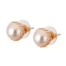 zeneme Earring Engraved Pearl Daily Office Wear Push Back Stud Jewellery For Girls and Women image 1