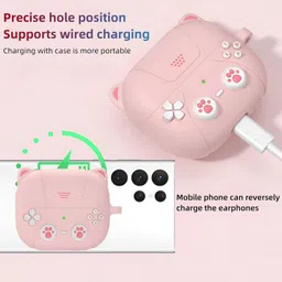 Meyaar Silicone Case for Apple Airpods 4 (2024) Cute Design for AirPods 4 with Active Noise Cancellation (ANC) with Keychain Shockproof Protective Case (Kitty Pink) image 3