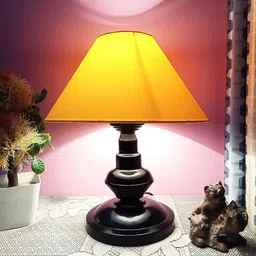 DIKANSHA Conical Shade and Beautiful Table Lamp for Bedroom and Drawing Room, Different Color Shade (Yellow, Orange) image 1