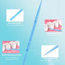 chuppinz 200PCS Interdental Brush for Teeth, Tooth Pick Double Head Dental Floss Interdental Toothpick, for Teeth for Teeth Cleaning Tools(Blue) image 4