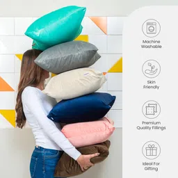 MY ARMOR Micro Fibre Square Pillow, Cushion for Sofa, Car and Decoration (12 x 12 inch or 30.5 x 30.5 cm (Pack of 5), Navy Blue Velvet Cover) image 4