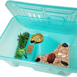 Jainsons Pet Products Turtle Tank, Plastic Terrarium - Safe & Durable Reptile Habitat with Lid (Small - 1 ft/12 in) image 3