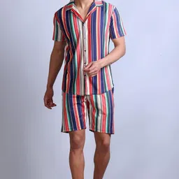parcel yard Mens Printed Casual Shirts and Shorts Set | Button Down Co-ord Set | Beach Vacation Outfit | stylish cord set for men image 4
