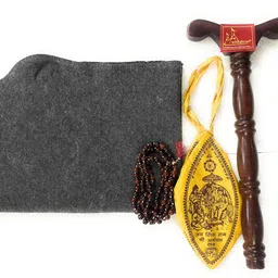 Patitpavan Premium Meditation Combo Grey Woollen Aasan with Gomukhi,Lal Chandan Mala & Jap Mala Stand/Completely Handcrafted Perfect Mat for Meditation & Prayers Worshiping. image 1