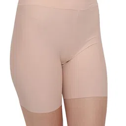 plumbury Women's Seamless Ice Silk Slip Shorts/Cycling Shorts/Under Skirt Shorts, Black/Beige, Size XL-XXL image 5