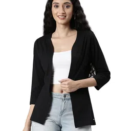 twin birds Solid Shrug top for Women | Front Open with 3/4 Sleeves | Cotton image 1