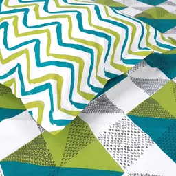 Divine Casa 144 TC Cotton Bedsheet for Double Bed with 2 Pillow Cover (222 x 254 cm, Aqua Lime, Geometric) image 3