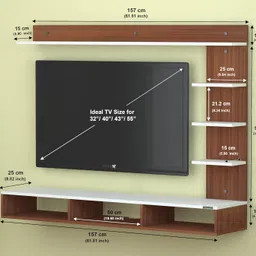 redwud Parker Engineered Wood TV Entertainment Unit TV Cabinet with Wall Shelves Wall Mounted TV Unit TV Cabinet with Shelf (Walnut White) - Ideal for Upto 52" image 2