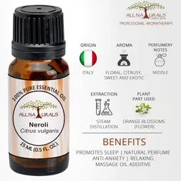 All Naturals Neroli Essential Oil 100% Pure for Clear Face, Glowing Skin, Sound Sleep & Diffusers, Deep Citrusy Floral Aroma - 15 mL image 2
