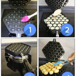 AEKDO Bubble Waffle Maker Pan Waffle Cake Mold Pot Non-stick Double Side Egg Waffle Maker for Breakfast Lunch Household Cafe Restaurant Cake Shop image 2