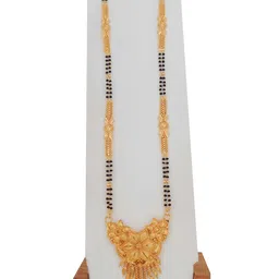 ramdev art fashion jewellery Charming Gold Plated Long Chain Black Beads Mangal Sutra Tali/Tanmaniya/Nallapusalu/Mangalsutra for Women image 1