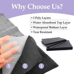 Dental Bibs - SHIELD PLUS Tattoo Bibs Tattoo Table Covers Patient Bibs Tattoo Tray Covers 3 Ply Dental Bibs Sheets Cloths Waterproof for Tattoo Bibs Tattoo Supplies Black (100 Count) image 4