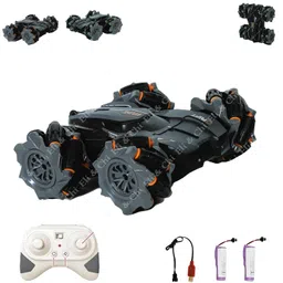 Eli & Chi 4 Wheel Drive Double Sided RC Stunt Toy Car: Drift Toy for Kids - Remote Control Racing, 360° Rotation, with 2 Rechargeable Battery (Multi Colour) image 1