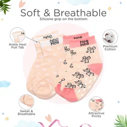 Mee Mee Cotton socks for baby | Anit - Skid, Soft, Colourful Prints For 0-6 Months (Pack of 6) image 3