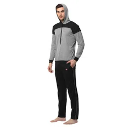 mack jonney Men Cotton Blend Night Suit Co-Ord Set with Hodded Full Sleeve T-Shirt and Track Pant Pajama Set-Vj-Mns-Ttp-Group18 image 3