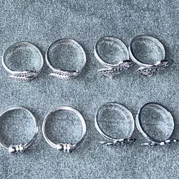 kp jewels Women & Girls Metal Fancy Glossy finish Toe Ring Adjustable Bichiya/Leg Finger Ring-Combo-4 (A_C_P_110798_Silver) image 4