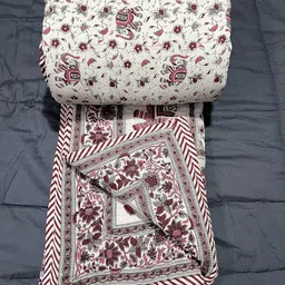SIBLEY Cotton Soft Jaipuri Razai Traditional Elephant Print Single Bed Winter Ac Blanket Comforter Super Soft Quilt Razai - Pink (55X85 INCHE) image 5