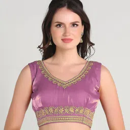 pujia mills Women's Sequin Embroidered V Neck Sleeveless Readymade Saree Blouse Indian Ethnic Designer Stitched Readymade Saree Blouse Sleeveless Blouse Readymade Blouse for Women image 4