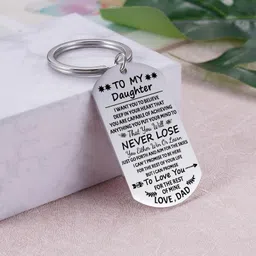aesnefe To My Daughter Keychain With Inspirational Quotes - Gifts From Dad 'I Want You to Believe' - Keyring for Teen Girls, Christmas, Birthday, Graduation Idea, Silver image 5