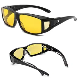 spiderjuice 1Pc Warp Around HD Vision UV Protection Day and Night Driving Bikes and Car Anti-Glare Polarized Fit Over Prescription Goggles Glasses Sunglasses Chashma specs for Men Women Unisex image 1