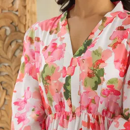 leriya fashion Women's Bohemian Dress for Women | Elegant V-Neck | Tiered Flowy | Long Dress | Lightweight Summer Wear | Casual Gown for Beach Dresses for Woman image 3